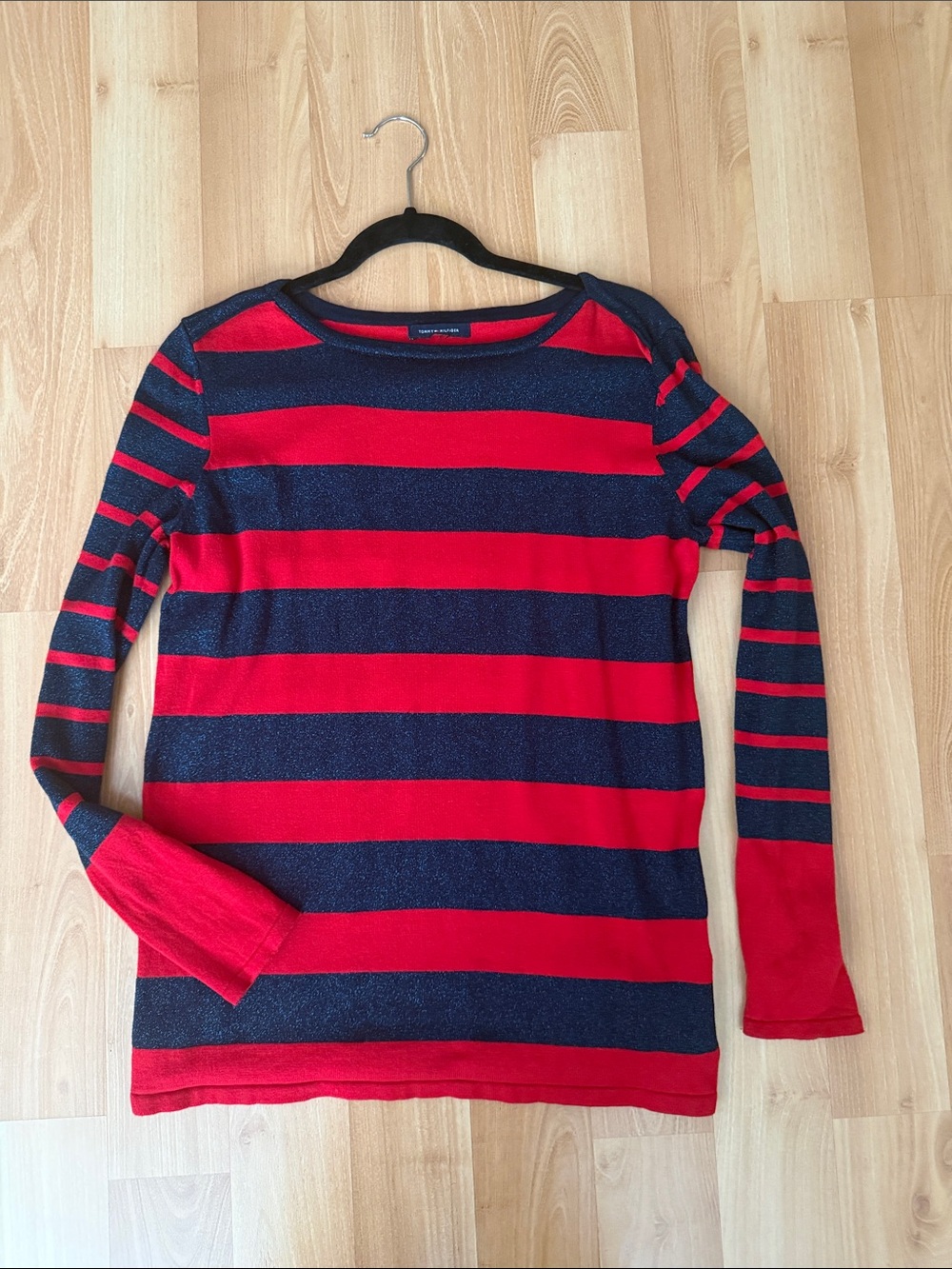 Striped Long-Sleeve Sweater - Red & Navy
